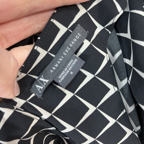 AX Armani Exchange Dress size 0 Black Ivory Gold Studs Stretch Dinner Cocktails - Picture 10 of 10